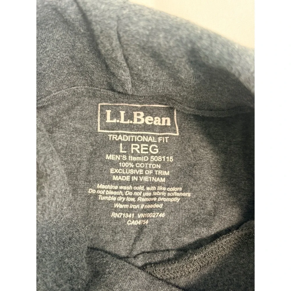 LL Bean Mens Gray Cotton Turtleneck Shirt Traditional Fit Large Reg 508115